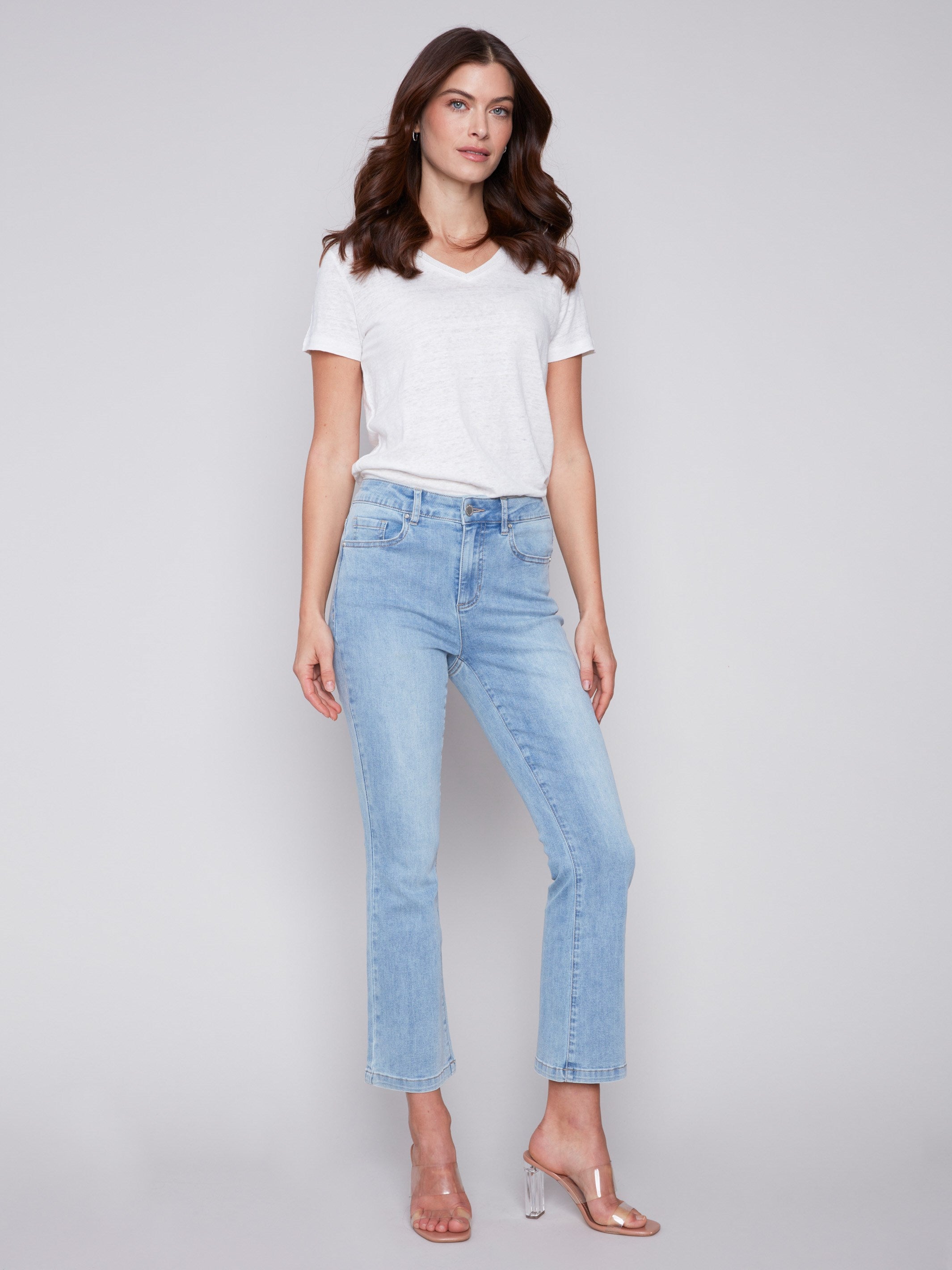 Bootcut Stretch Denim Pants - Light Blue - Charlie B Collection Canada - Image 4