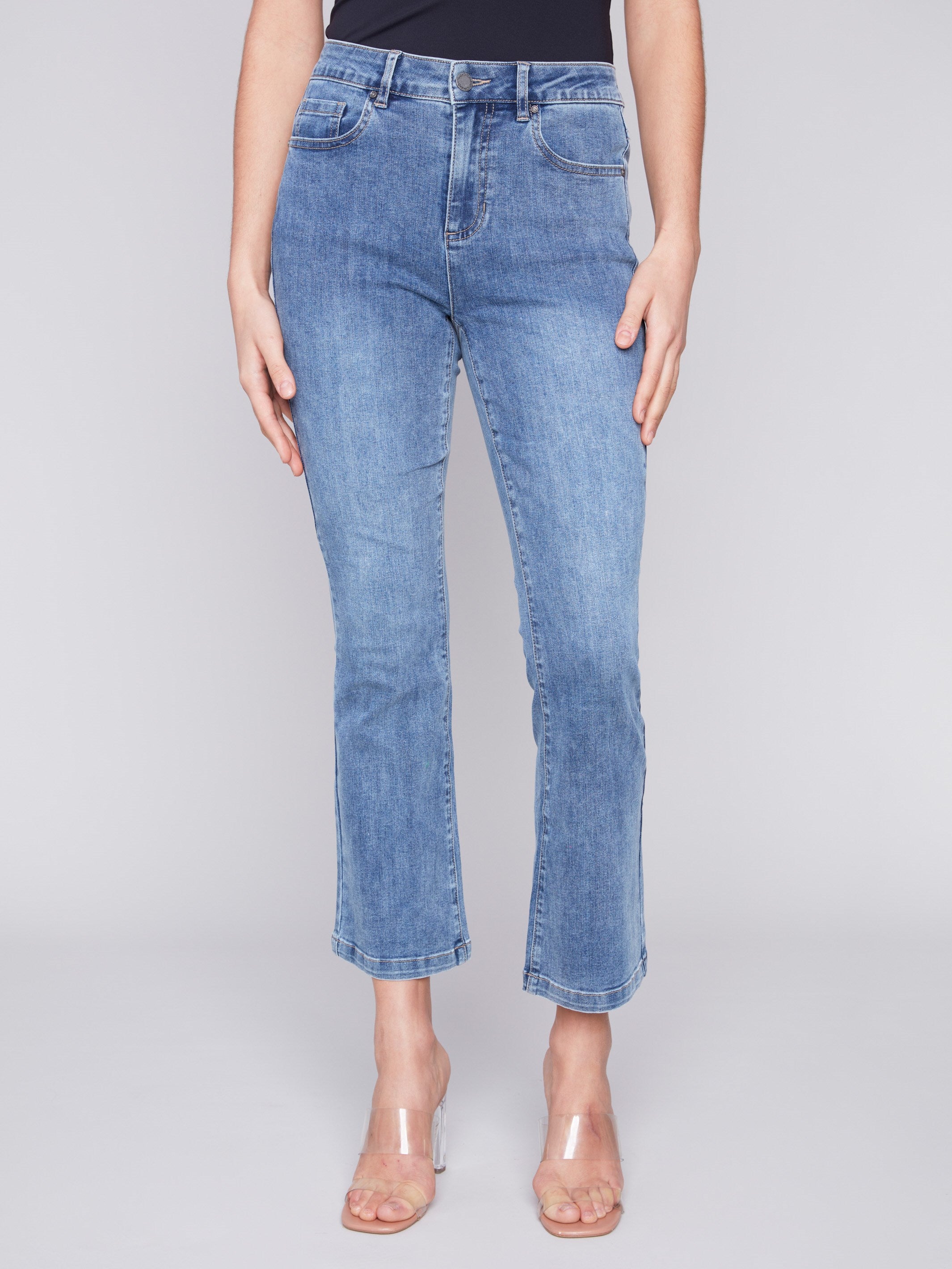 Bootcut Stretch Denim Pants - Medium Blue - Charlie B Collection Canada - Image 2