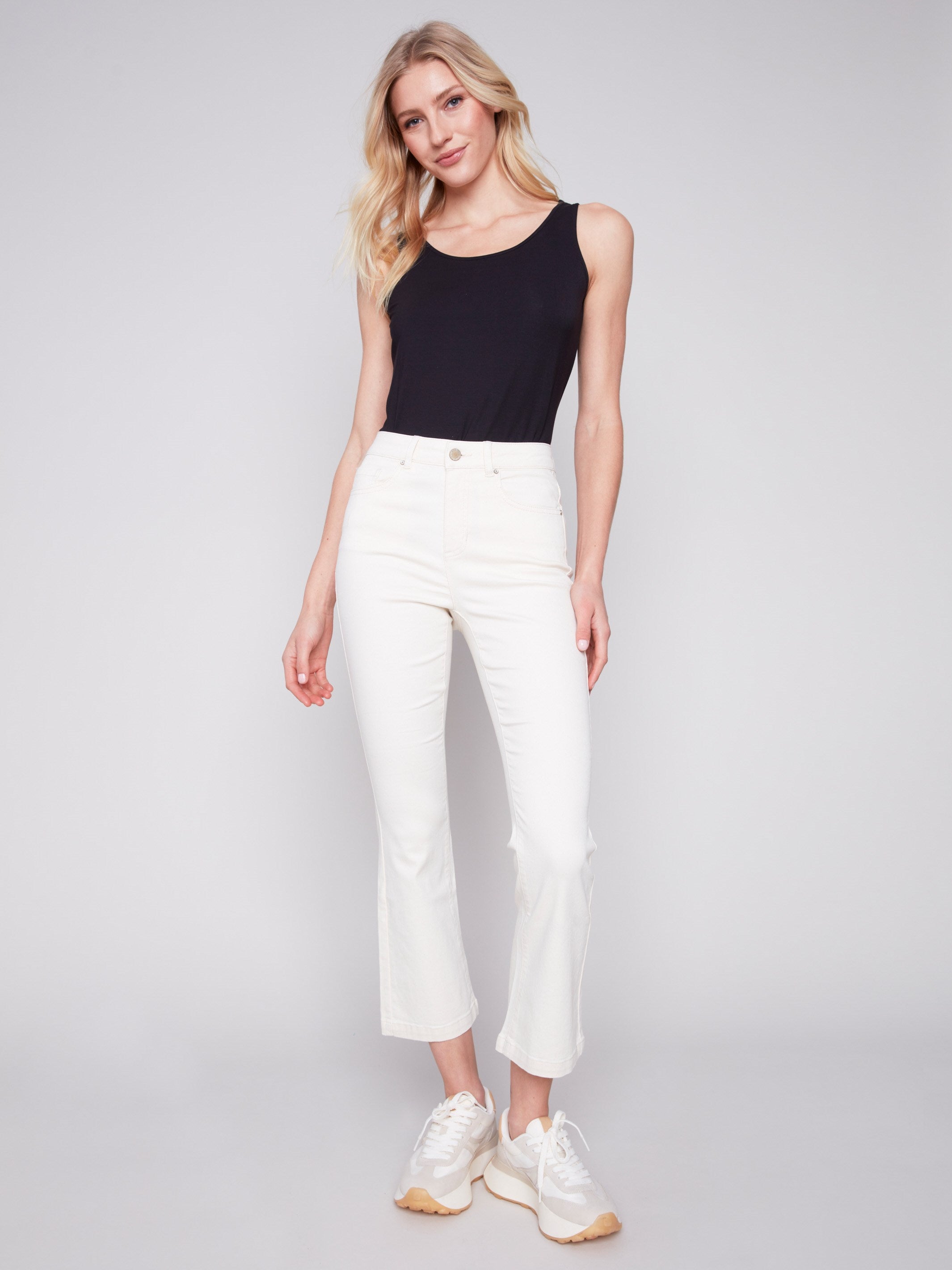 Bootcut Stretch Twill Pants - Natural - Charlie B Collection Canada - Image 1