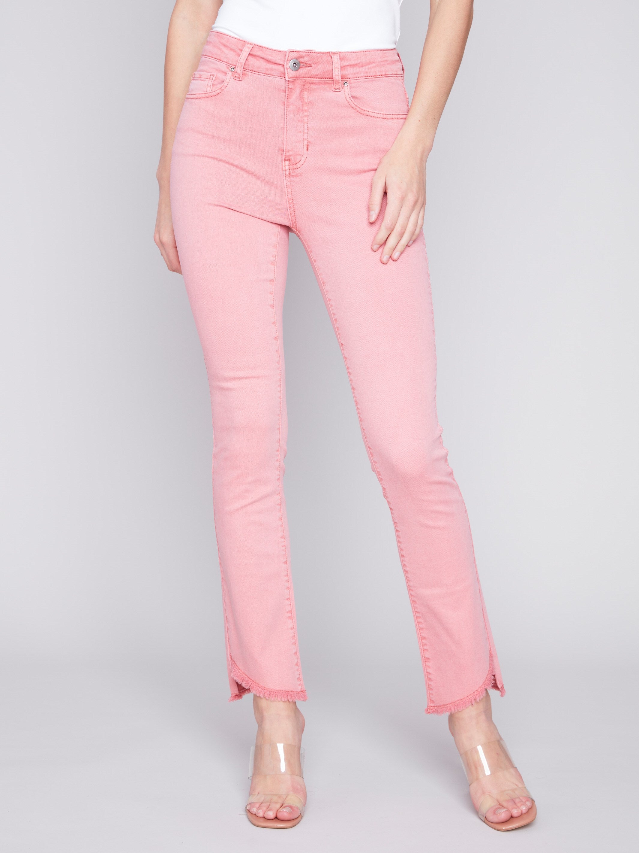 Bootcut Twill Pants with Asymmetrical Hem - Tulip - Charlie B Collection Canada - Image 2