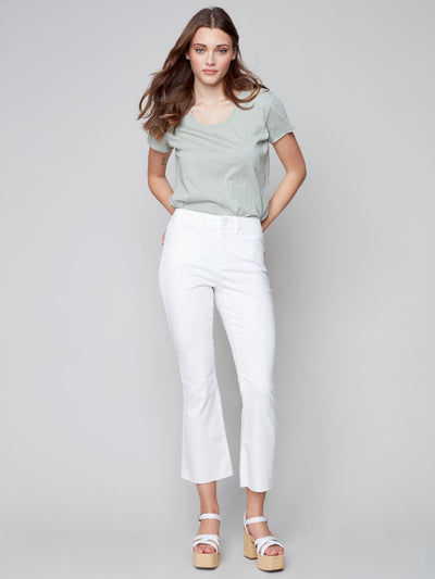 Bootcut Jeans with Raw Hem - White - C5403 Charlie B Collection Canada