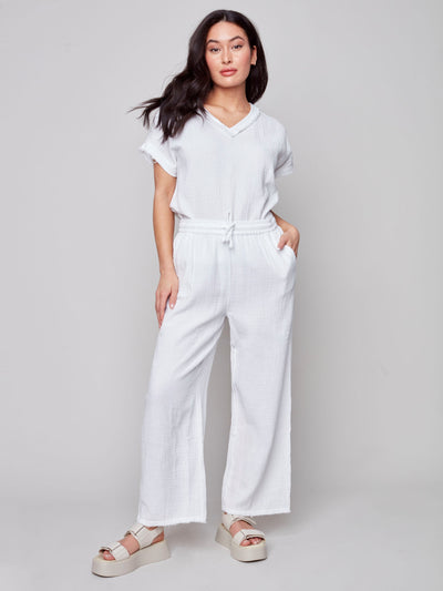 Bubble Cotton Pull-On Pants - White - C5339 Charlie B Collection Canada