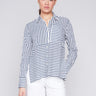 Button-Down Rayon Linen Blend Shirt - Navy - Charlie B Collection Canada - Image 1