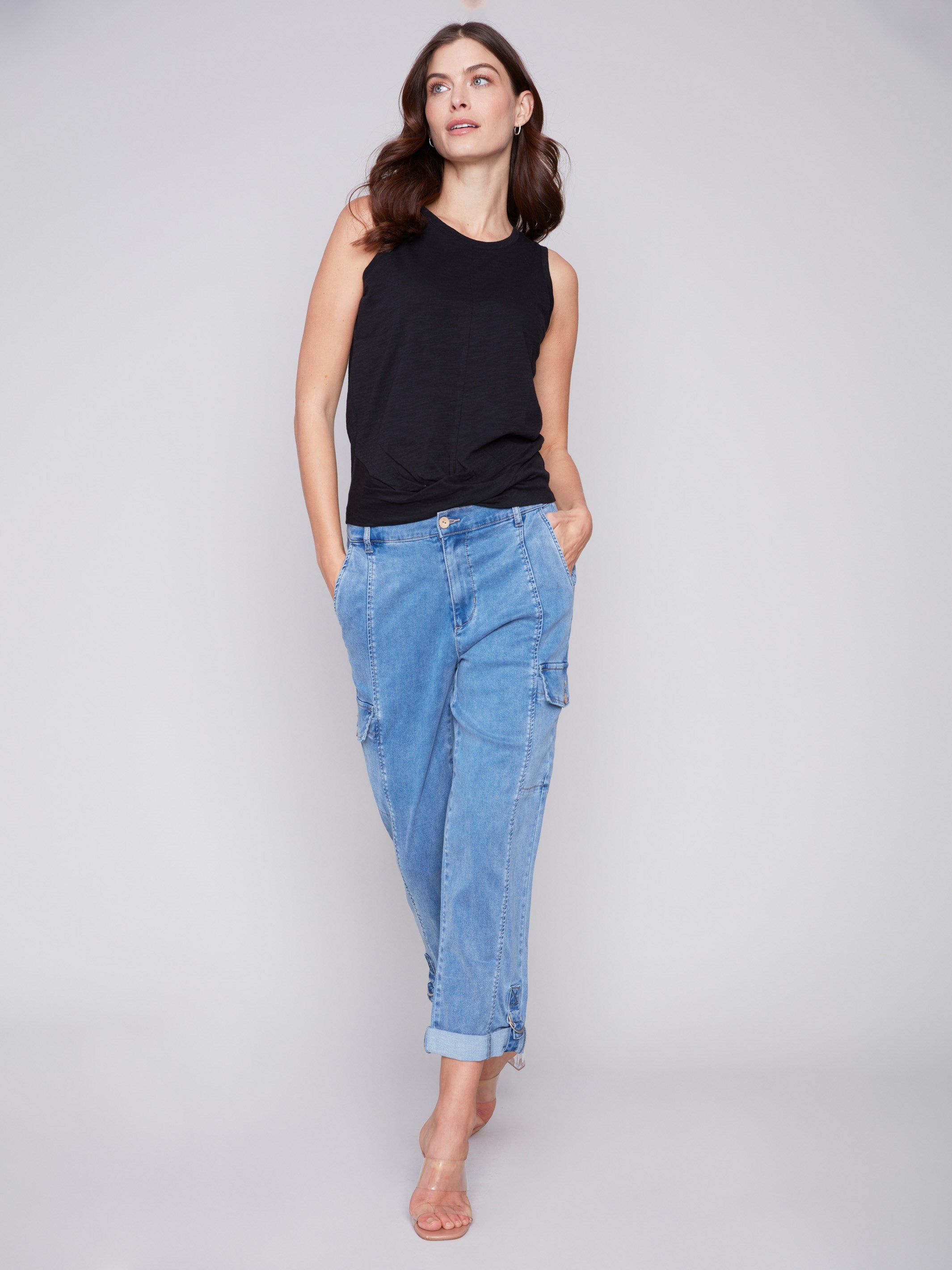 Canvas Cargo Pants - Chambray - Charlie B Collection Canada - Image 1