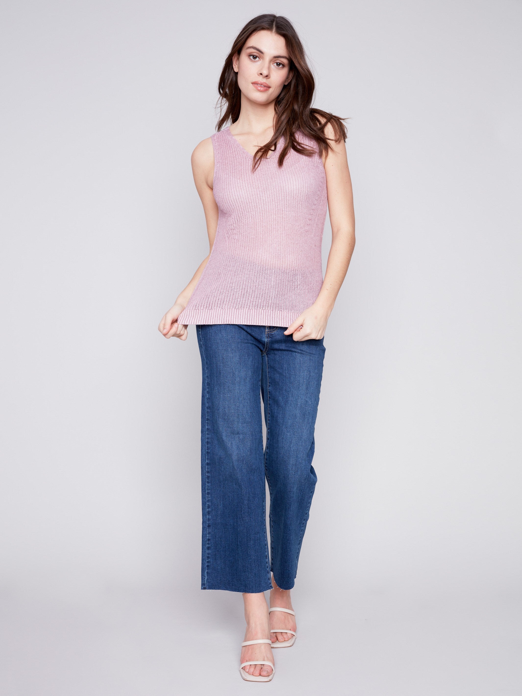 Cold-Dye Knit Cami - Dusty Rose - Charlie B Collection Canada - Image 3