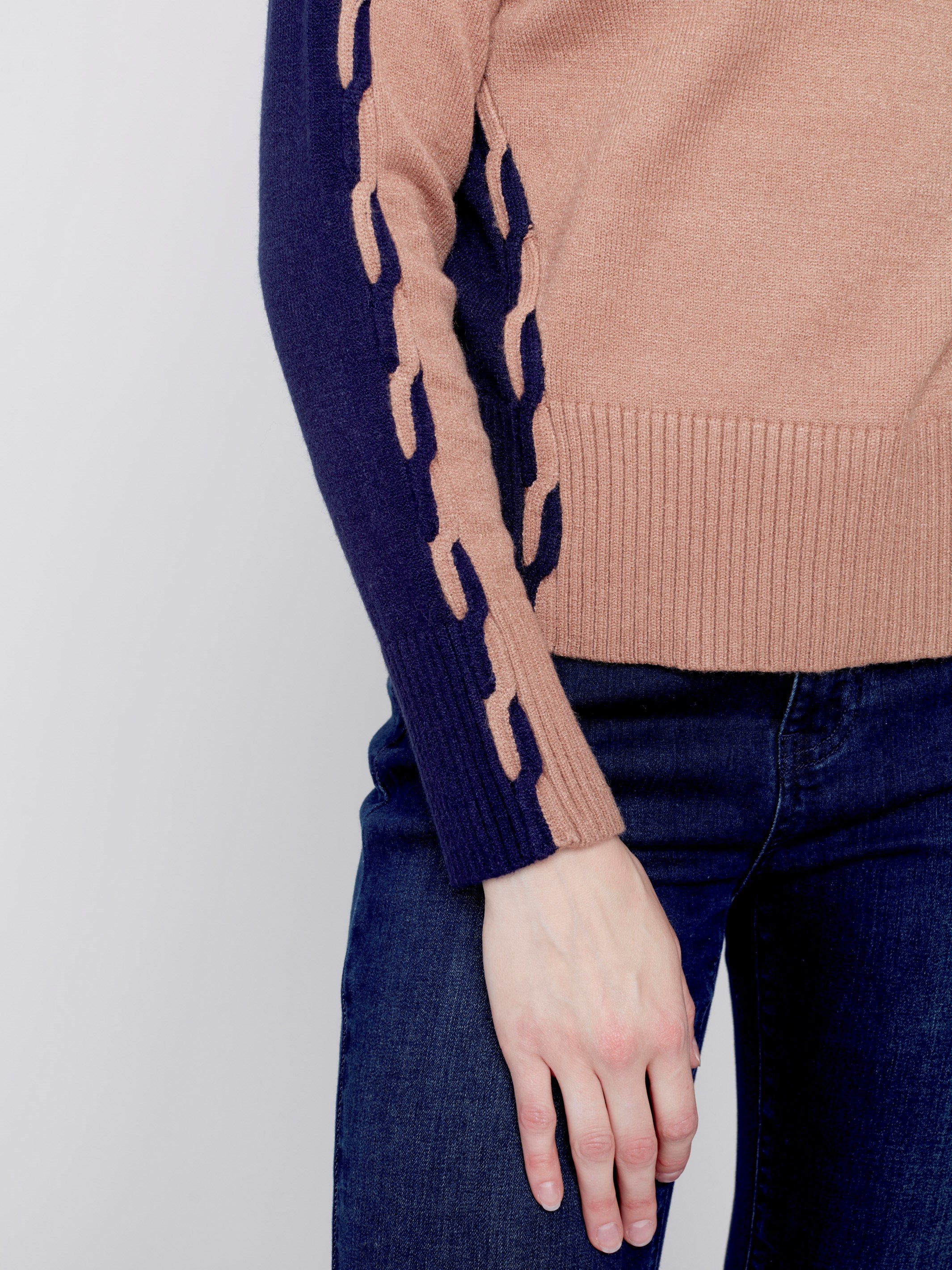 Color Block Knit Sweater - Truffle