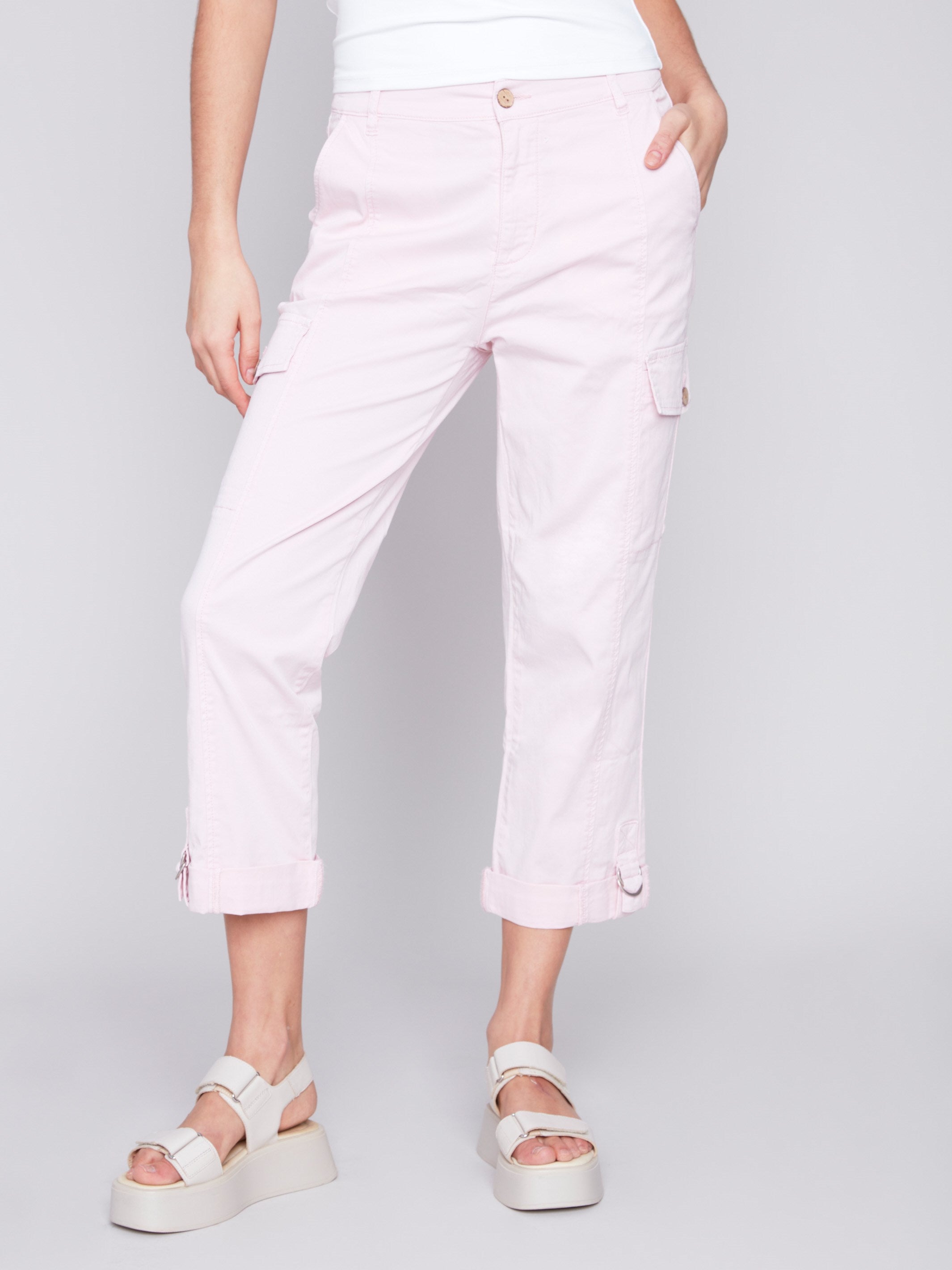 Cotton Canvas Cargo Pants - Lotus - Charlie B Collection Canada - Image 2