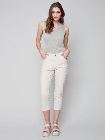 Cotton Cargo Cropped Pants - Natural - C5401 Charlie B Collection Canada 