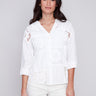 Cotton Eyelet Shirt - White - Charlie B Collection Canada - Image 1