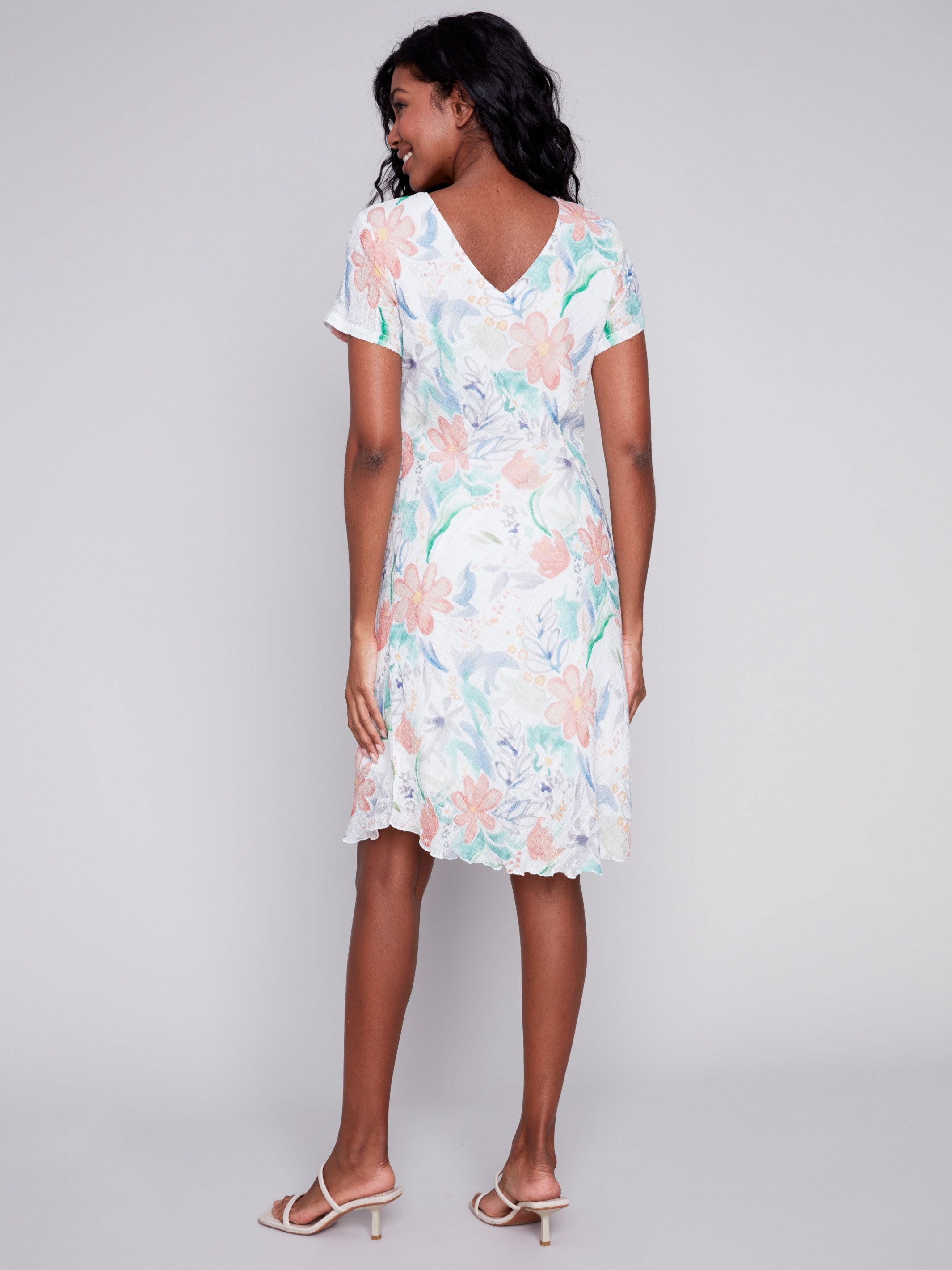 Cotton Gauze Dress with Bias Cut - Lotus - Charlie B Collection Canada - Image 4