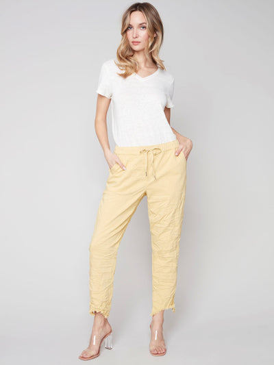Crinkle Bengaline Pull-On Pants - Banana - C5322 Charlie B Collection Canada