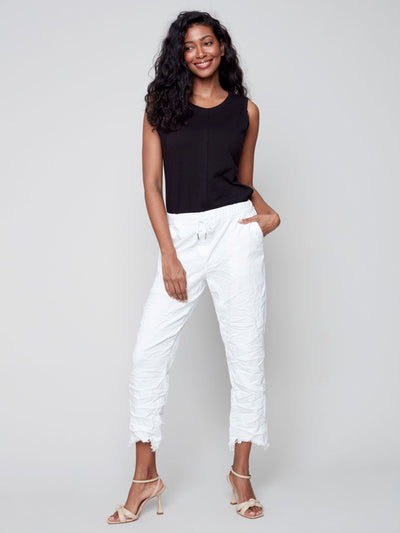 Crinkle Bengaline Pull-On Pants - White - C5322 Charlie B Collection Canada