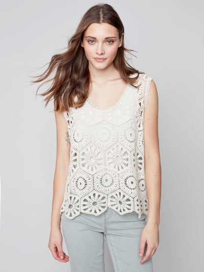 Crochet A-Line Cami - Natural - C2496 Charlie B Collection Canada 