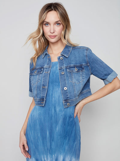 Cropped Jean Jacket - Medium Blue - C6112 Charlie B Collection Canada 1