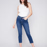 Cropped Jeans with Zipper Detail - Indigo - Charlie B Collection Canada - Image 1