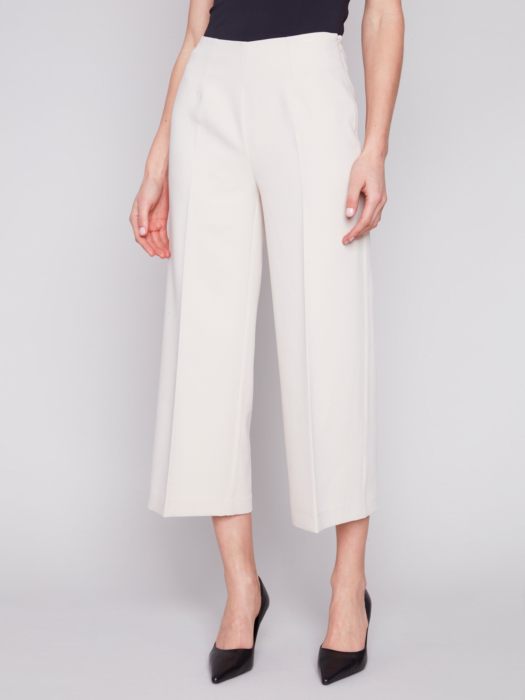 Cropped Wide Leg Pants - Beige - Charlie B Collection Canada - Image 2