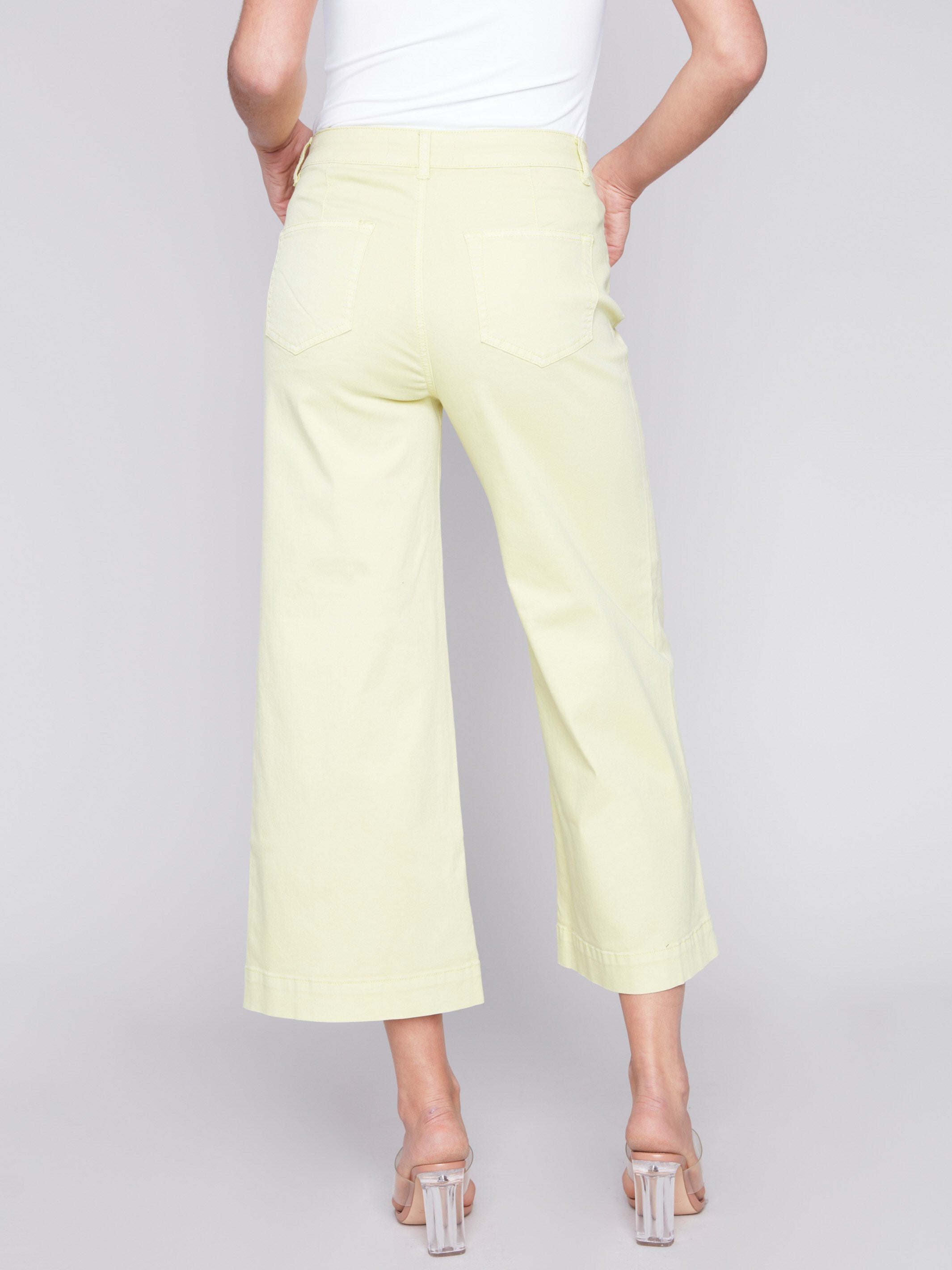 Cropped Wide Leg Twill Pants - Anise - Charlie B Collection Canada - Image 3