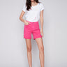Cuffed Hem Twill Shorts - Punch - Charlie B Collection Canada - Image 1
