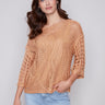 Fancy Stitch Crochet Sweater - Corn - Charlie B Collection Canada - Image 1