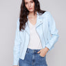 Faux Leather Jacket - Sky - Charlie B Collection Canada - Image 1
