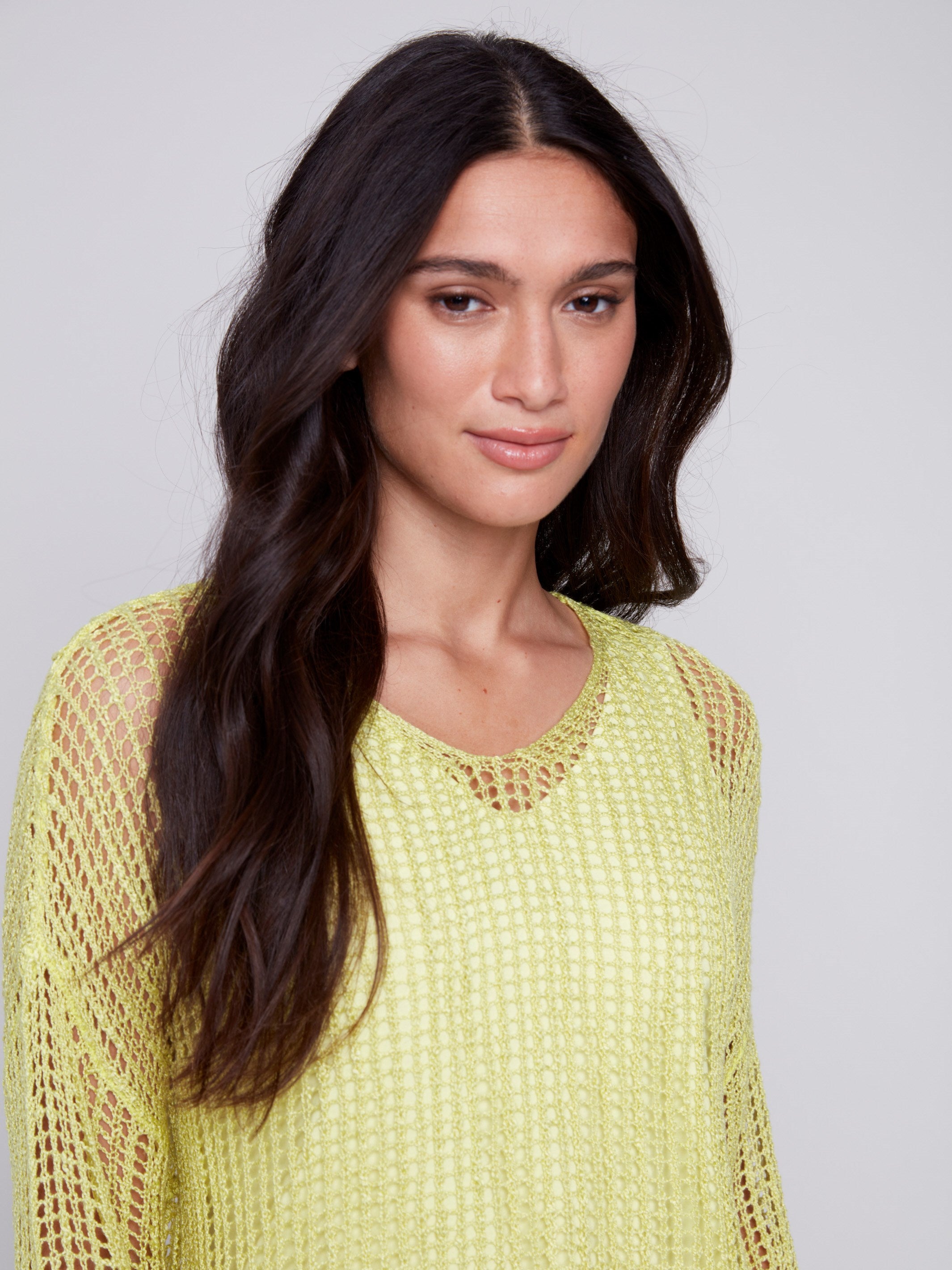 Fishnet Crochet Sweater - Anise - Charlie B Collection Canada - Image 4