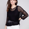 Fishnet Crochet Sweater - Black - Charlie B Collection Canada - Image 1