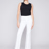 Flare Twill Pants with Decorative Buttons - White - Charlie B Collection Canada - Image 1