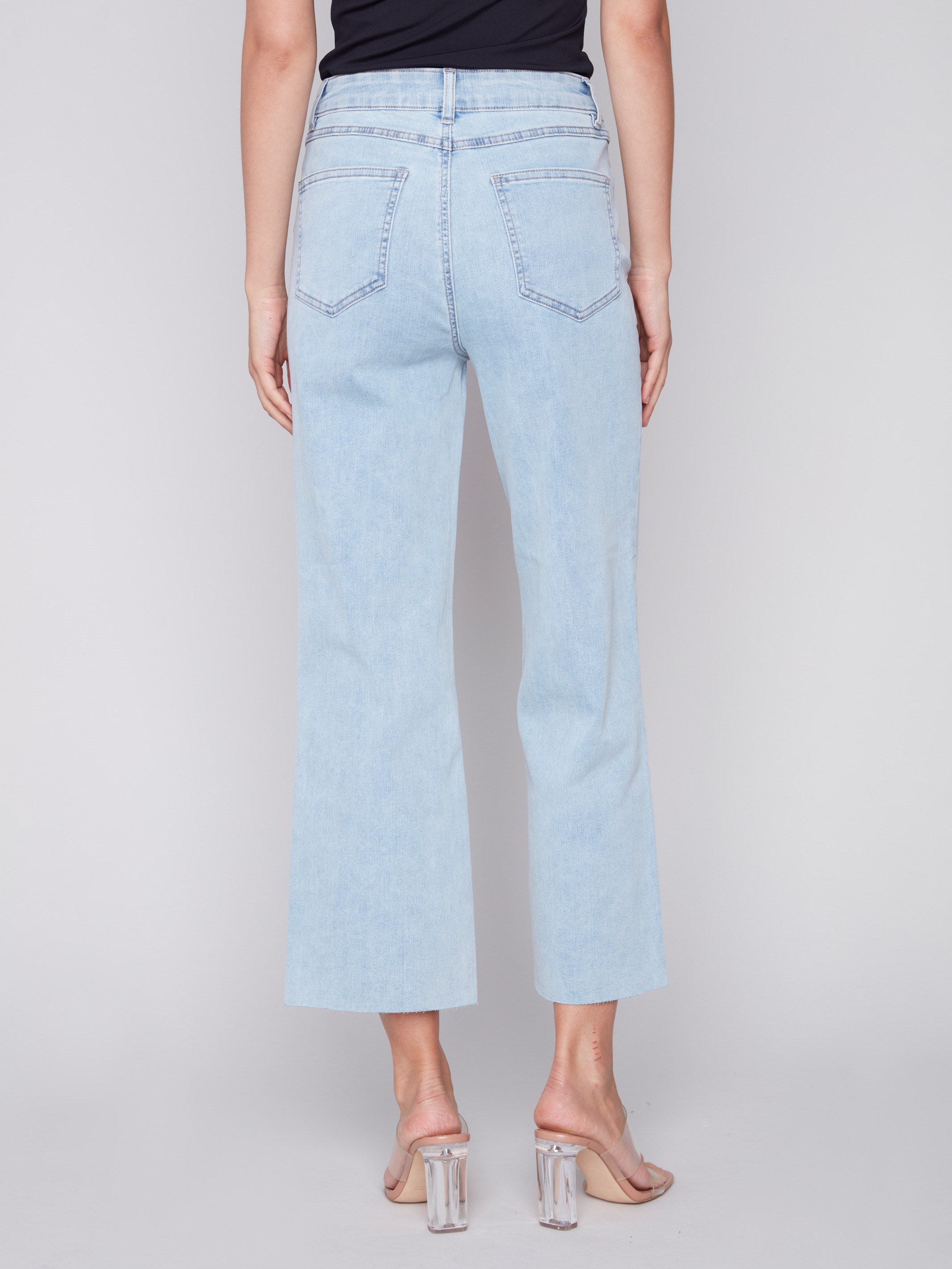 Flared Jeans with Raw Edge - Bleach Blue - Charlie B Collection Canada - Image 3