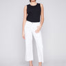 Flared Twill Jeans with Raw Edge - White - Charlie B Collection Canada - Image 1
