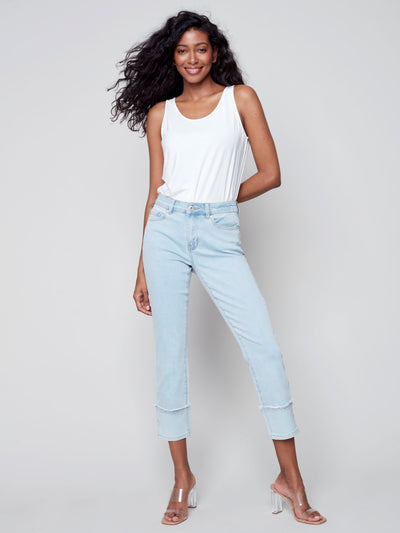 Frayed Cuff Jeans - Bleach Blue - C5336 Charlie B Collection Canada