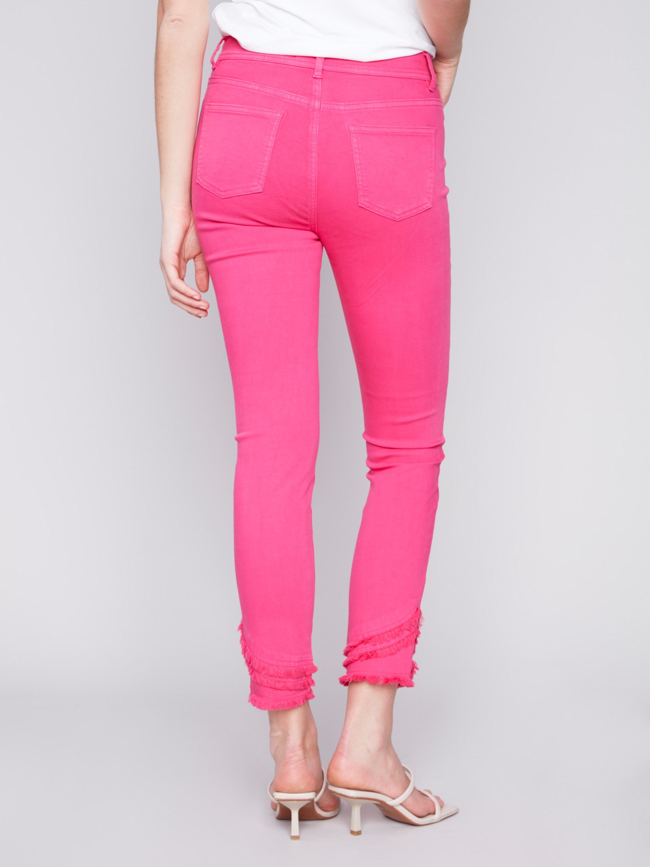 Frayed Hem Twill Pants - Punch - Charlie B Collection Canada - Image 3