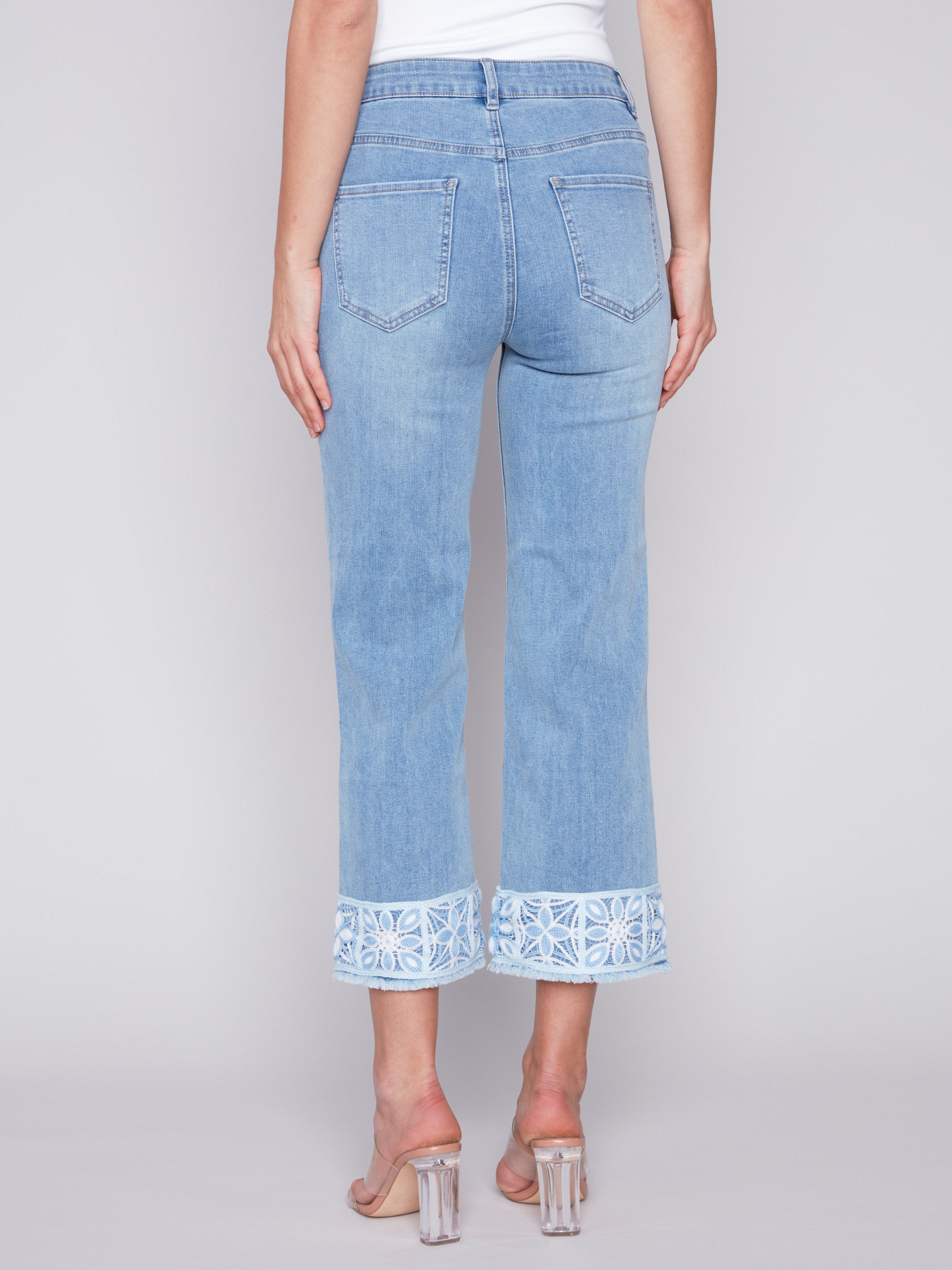 Jeans with Crochet Cuff - Light Blue - Charlie B Collection Canada - Image 3