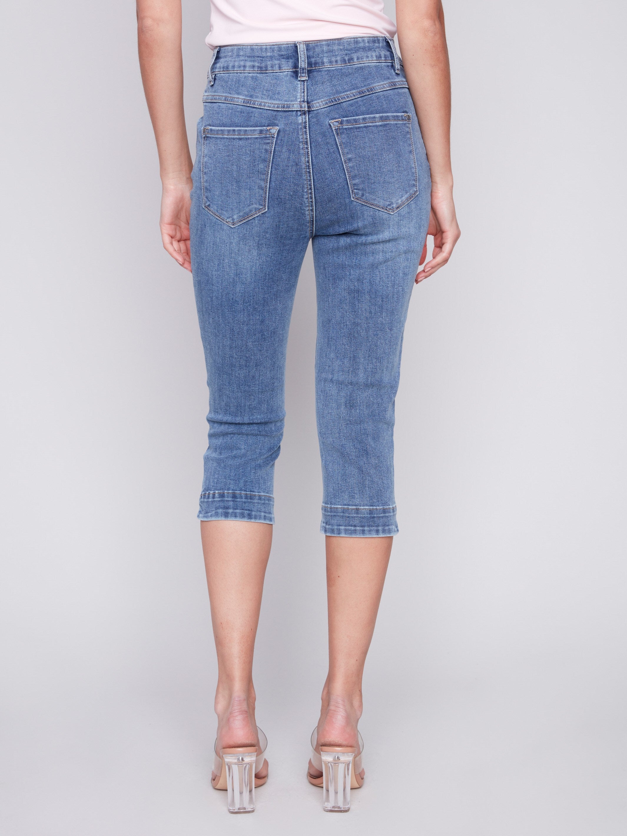Knee High Capri Jeans - Medium Blue - Charlie B Collection Canada - Image 3