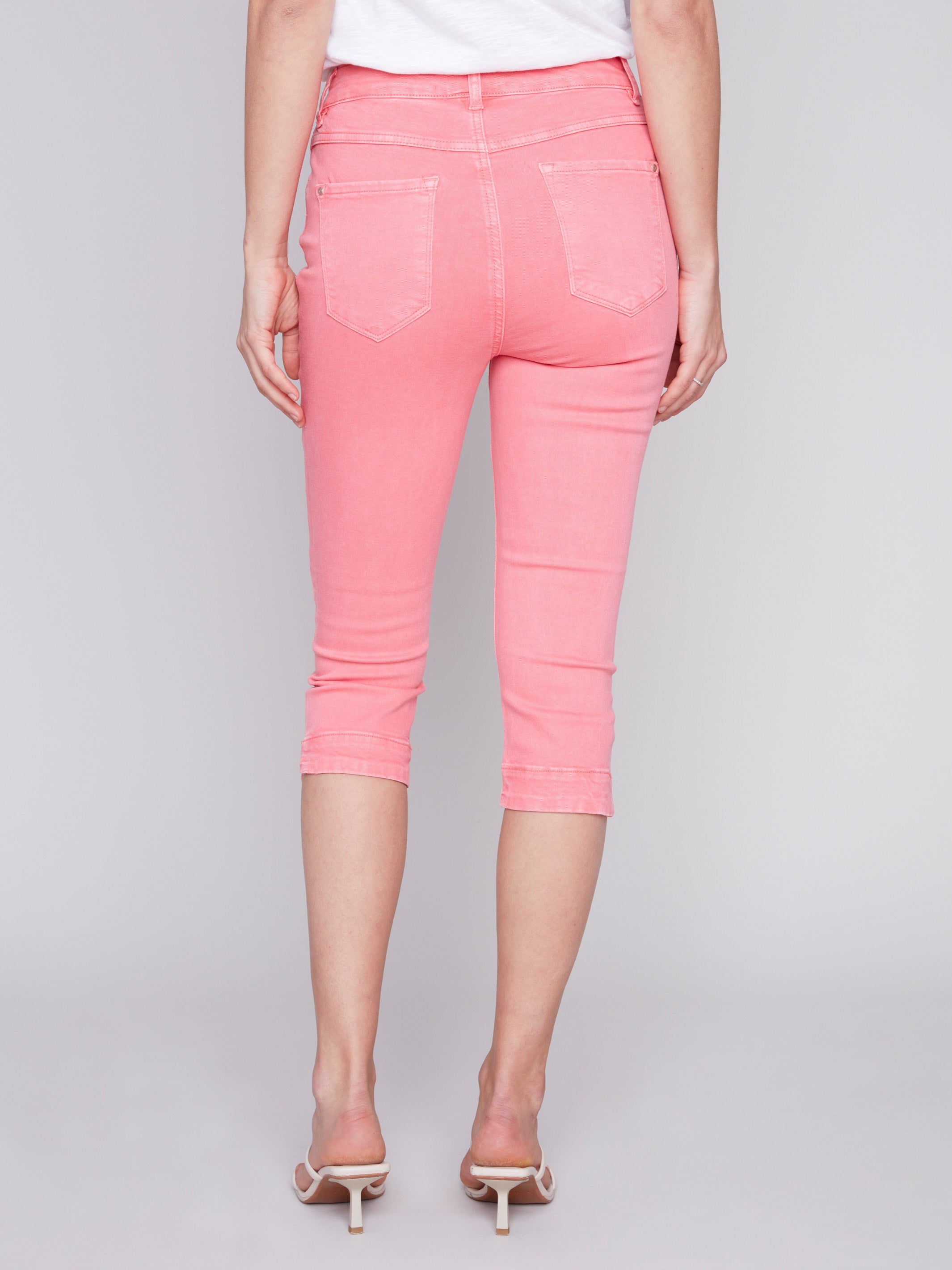 Knee High Capri Twill Pants - Flamingo - Charlie B Collection Canada - Image 3