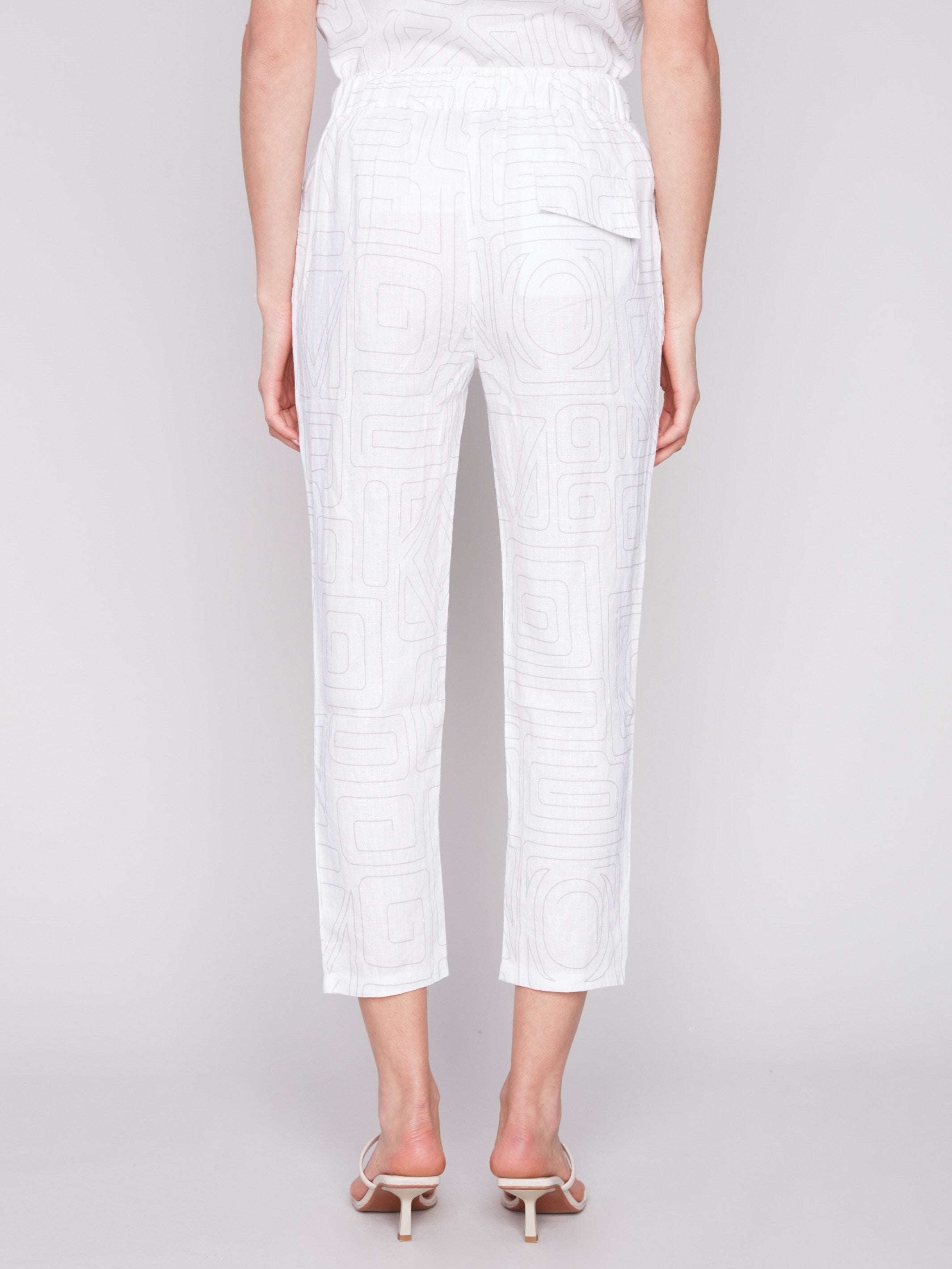 Linen Jogger Pants with Button Detail - Light Grey - Charlie B Collection Canada - Image 3