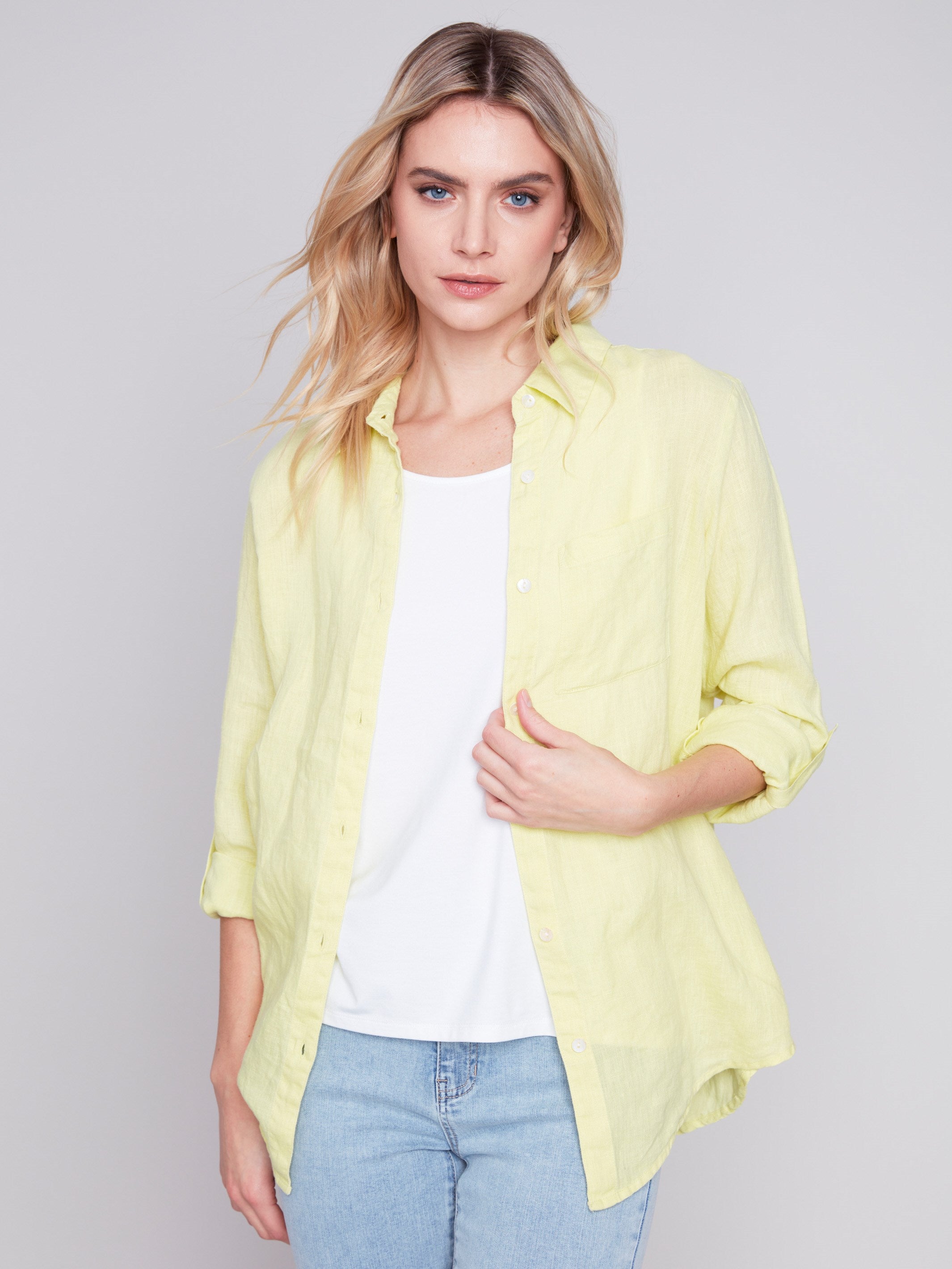 Long Linen Shirt - Anise - Charlie B Collection Canada - Image 2
