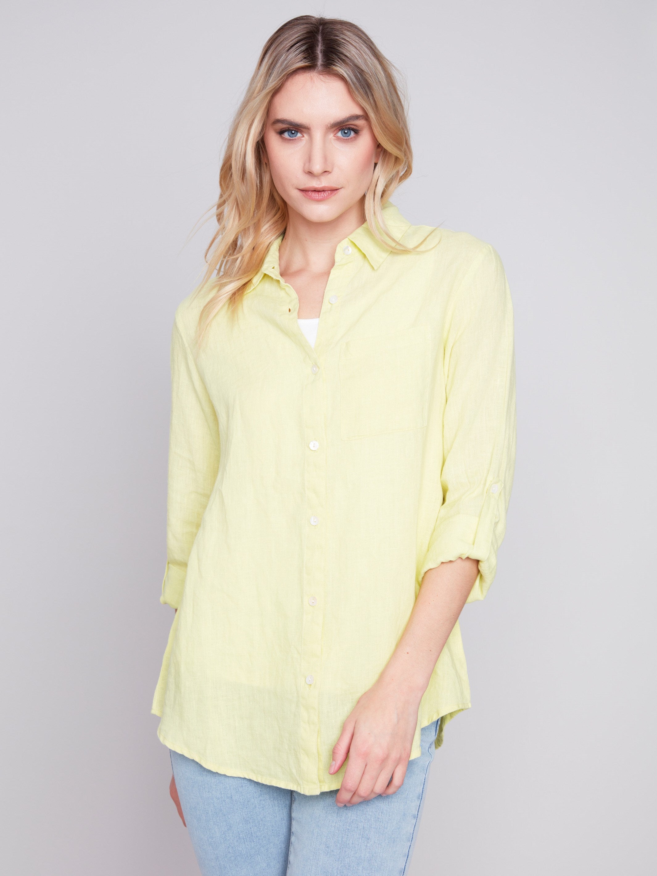 Long Linen Shirt - Anise - Charlie B Collection Canada - Image 4