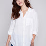 Long Linen Shirt - White - Charlie B Collection Canada - Image 1