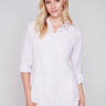 Long Linen Shirt - Lavender - Charlie B Collection Canada - Image 1