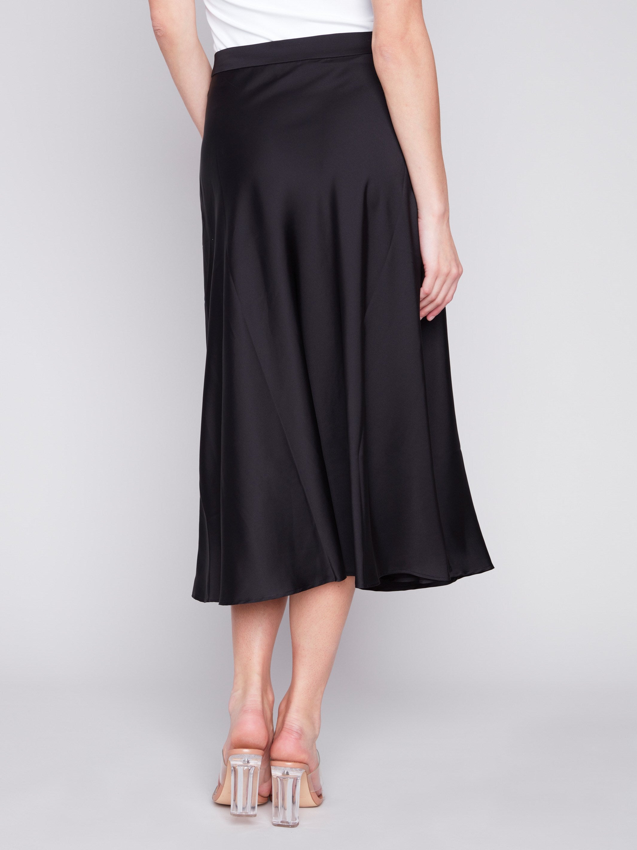 Long Satin Skirt - Black - Charlie B Collection Canada - Image 5