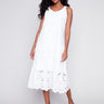 Long Sleeveless Cotton Eyelet Dress - White - Charlie B Collection Canada - Image 1