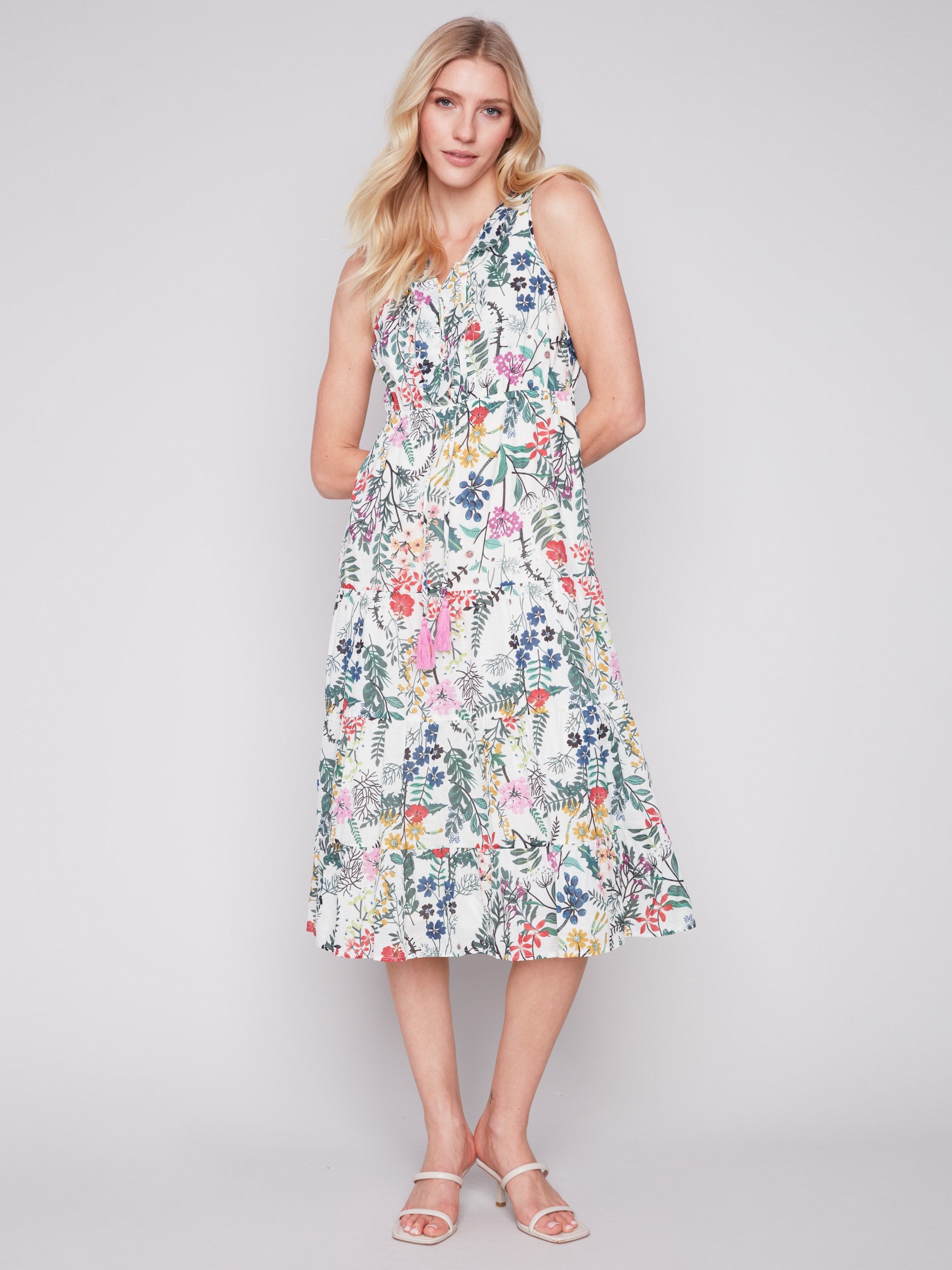 Long Sleeveless Cotton Ruffle Dress - Floral - Charlie B Collection Canada - Image 4