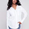 Loose Poplin Shirt - White - Charlie B Collection Canada - Image 1