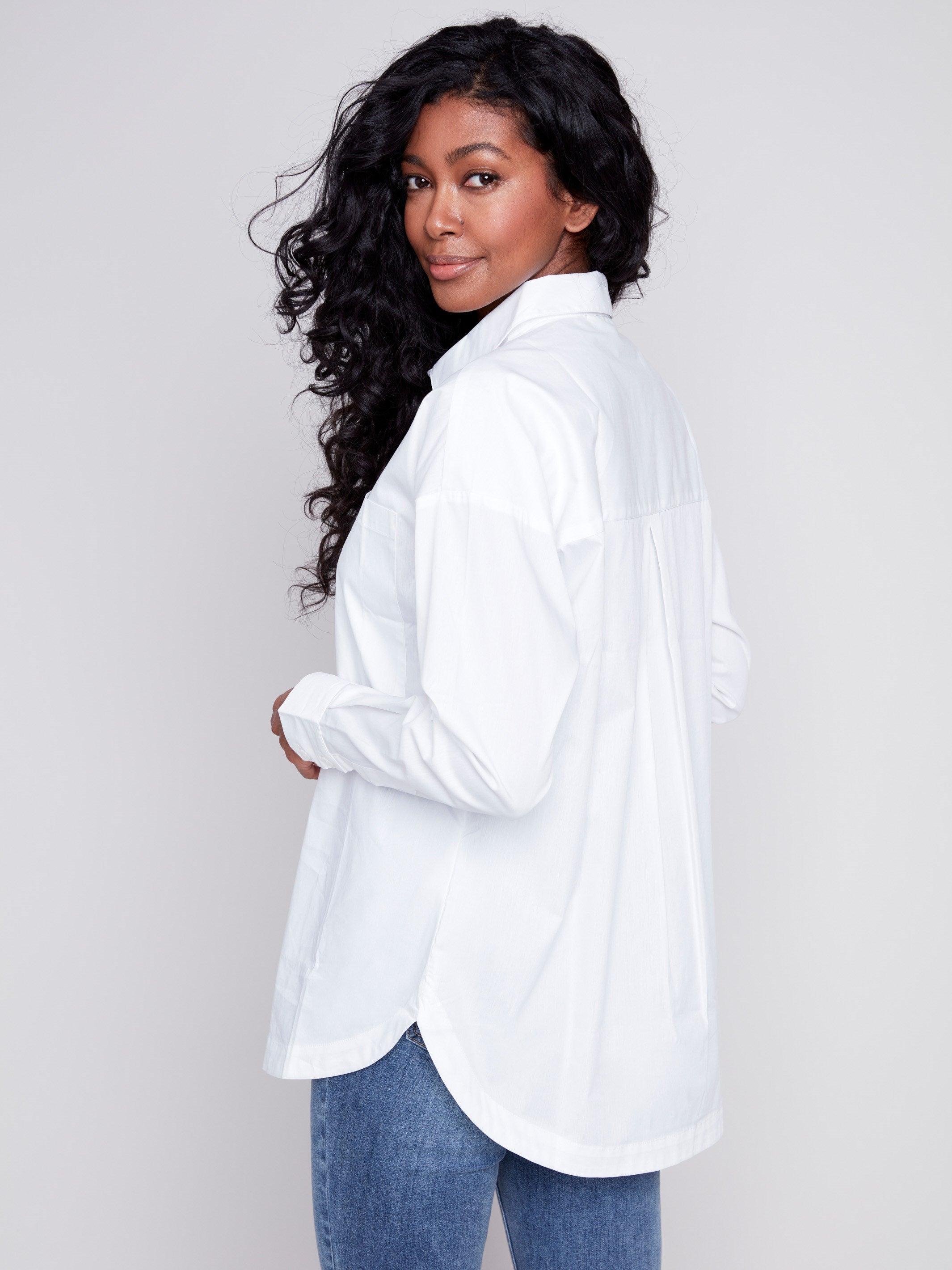 Loose Poplin Shirt - White - Charlie B Collection Canada - Image 2