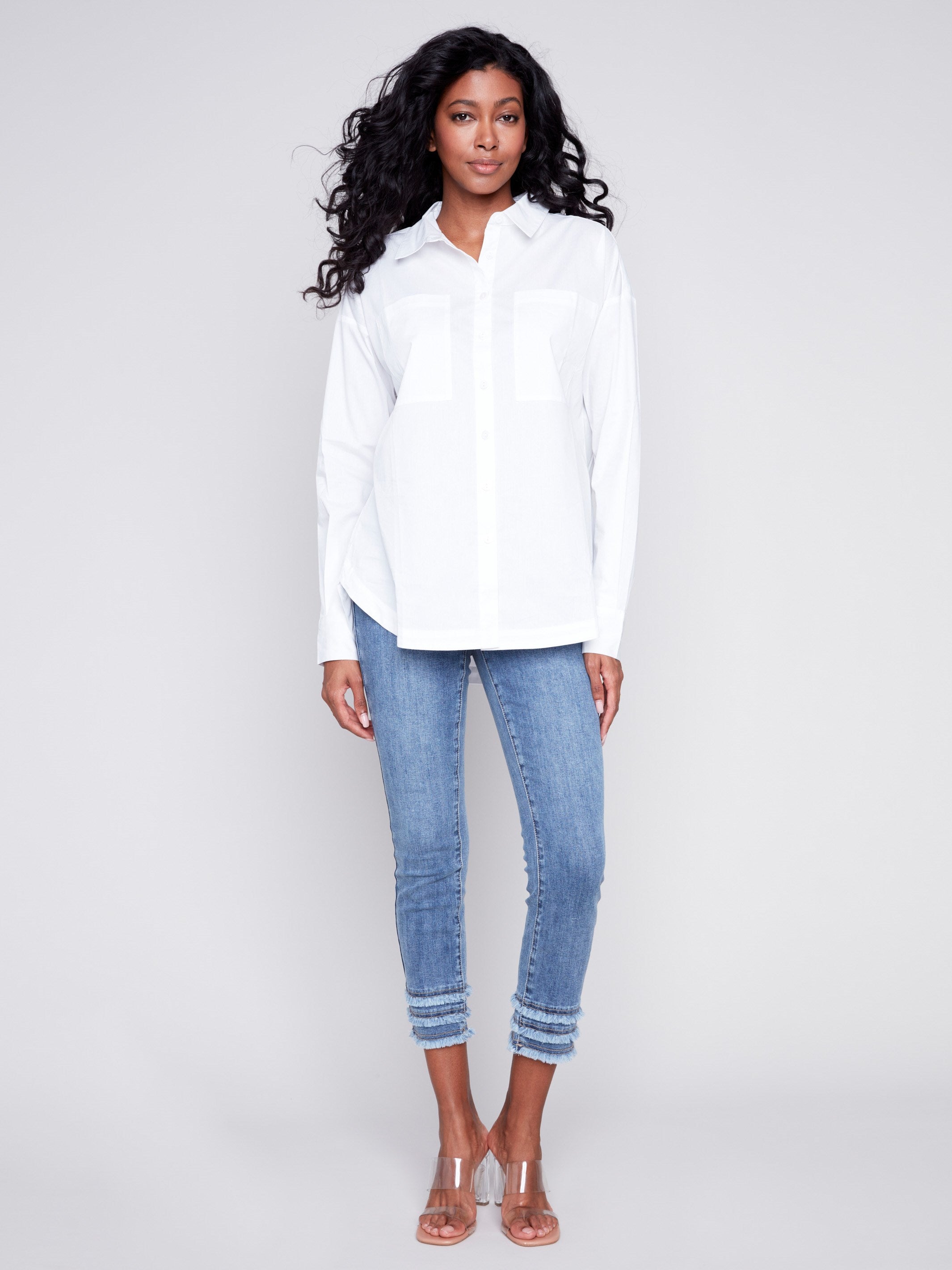 Loose Poplin Shirt - White - Charlie B Collection Canada - Image 5