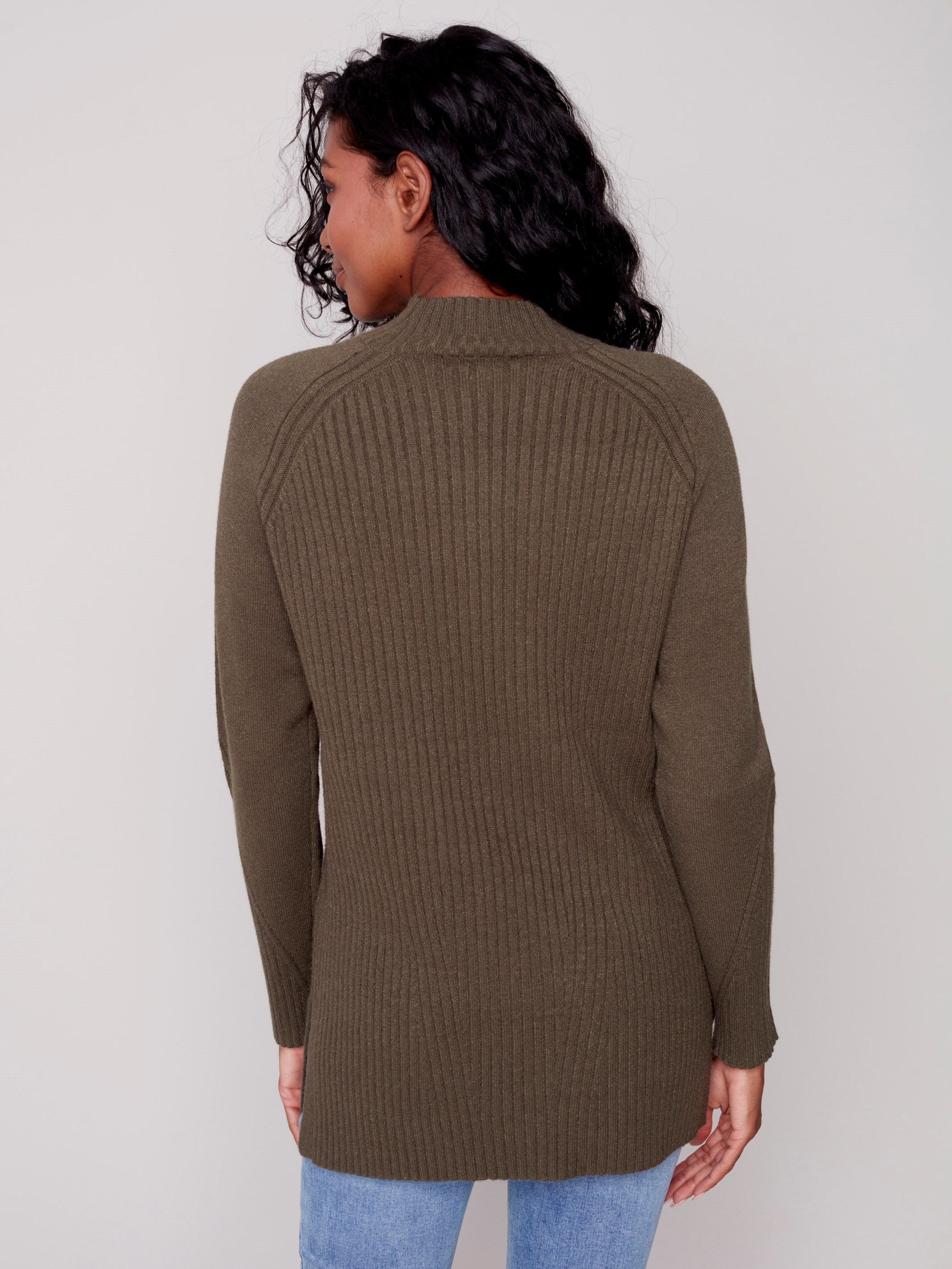 Mock Neck Tunic Sweater - Spruce