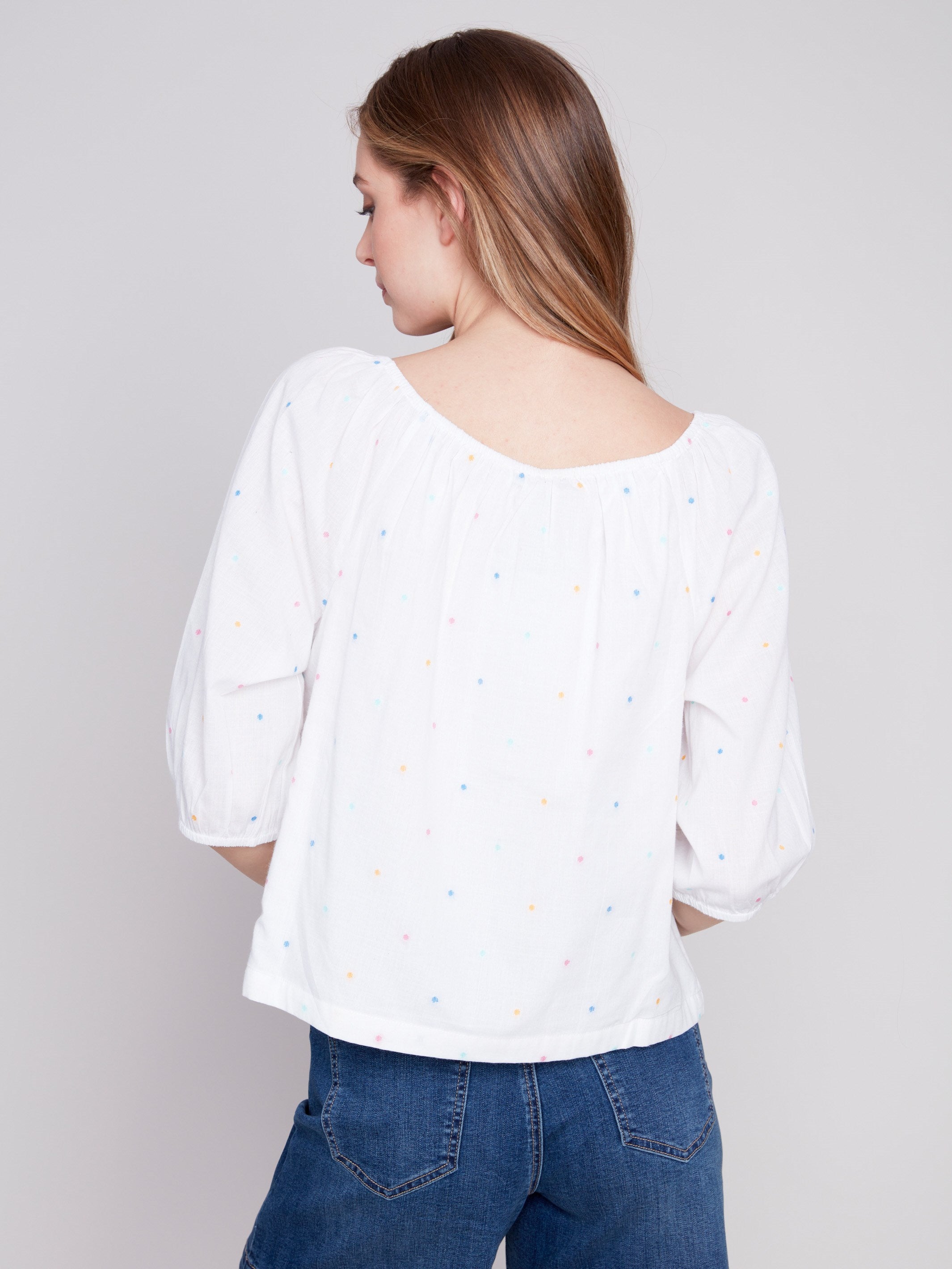Off-The-Shoulder Cotton Blouse - Riviera - Charlie B Collection Canada - Image 2