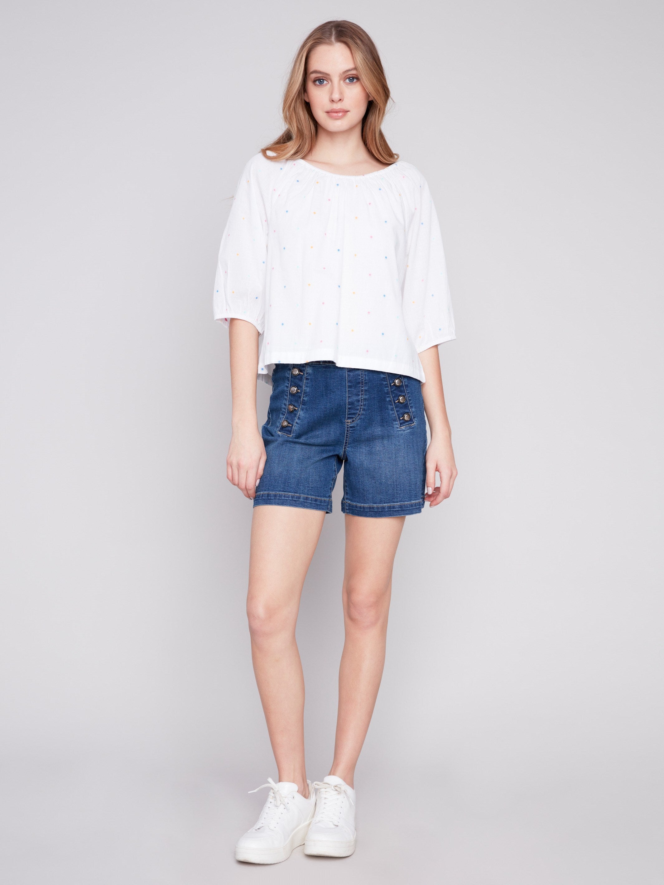 Off-The-Shoulder Cotton Blouse - Riviera - Charlie B Collection Canada - Image 3