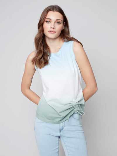 Ombré Sleeveless Top with Tunnel Tie - Cerulean - C1337 Charlie B Collection Canada