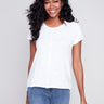 Organic Cotton Slub Knit T-Shirt - White - Charlie B Collection Canada - Image 1